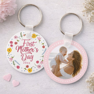 First Mother’s Day Photo Keychain Personalized Gif