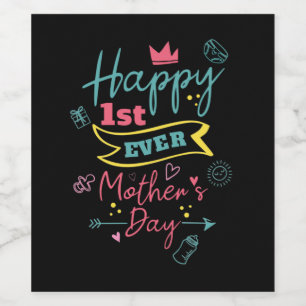 First Mothers Day 1st Time Mum Wine Label