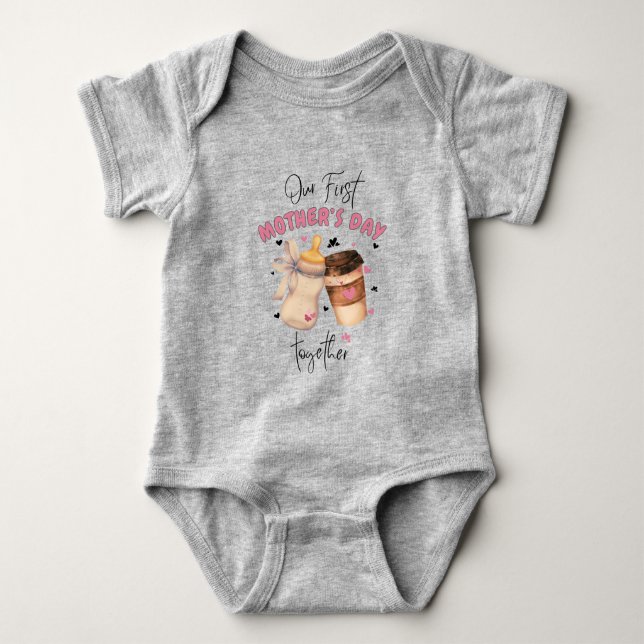 First Mother's Day 2025 / Pink Matching outfit Baby Bodysuit (Front)