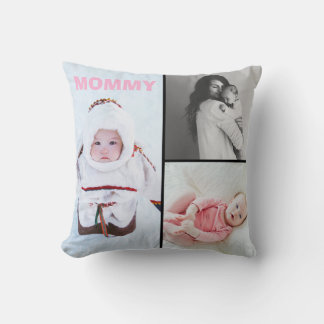 First Mothers Day 3 photo Collage Throw Pillow