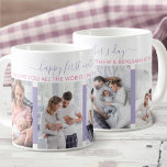 First Mothers Day 4 Photo Lavender Personalised Coffee Mug<br><div class="desc">Personalised Coffee Mug for a new Mum on Mother's Day (editable to any occasion). The photo template is set up ready for you to add 4 of your favourite photos and you can also edit the message, occasion, names and the year as you wish. The design has elegant handwritten script...</div>