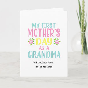 First Mothers Day as new Grandma, roses, colourful Card