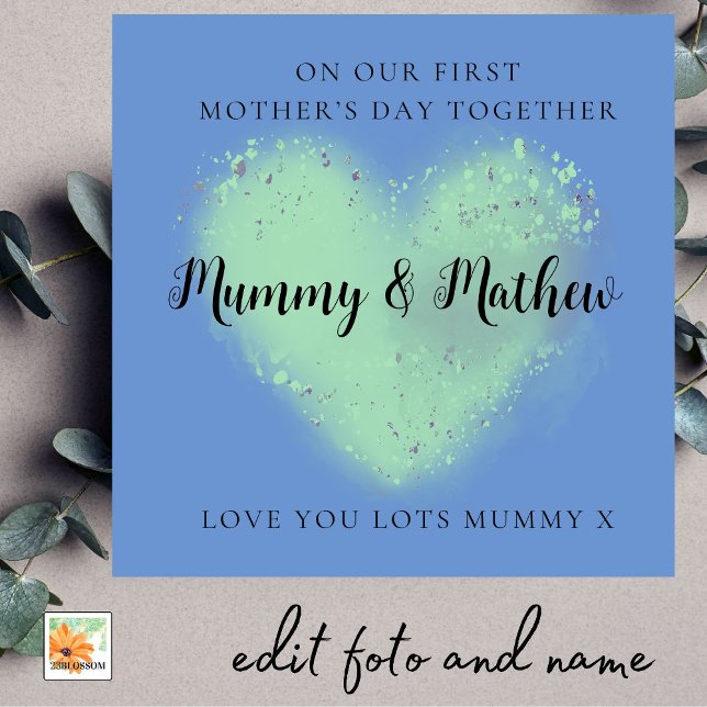First Mother's Day Best Friends blue green heart Holiday Card (Creator Uploaded)