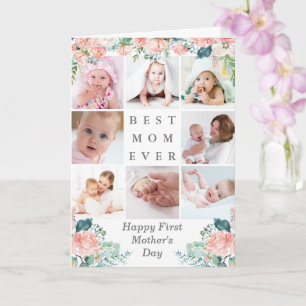 First Mothers Day BEST MOM EVER 9 Photos Floral Card