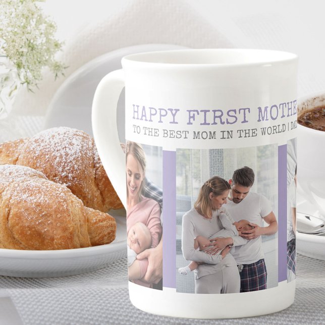 First Mother's Day Best Mum 4 Photo Collage Bone China Mug (Creator Uploaded)