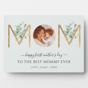 First Mother's Day Botanical Letters Photo Plaque