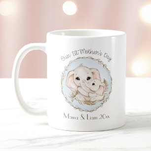 First Mother's Day Boy Elephant Personalized Coffee Mug
