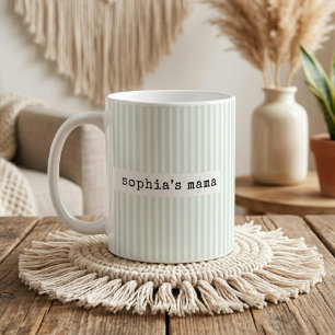 First Mother's Day   Custom New Mum Green Stripes Coffee Mug