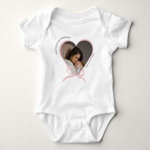 First Mother's Day custom photo love shape  Baby Bodysuit