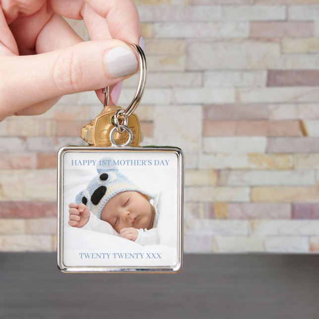 First Mothers Day Custom Year and Baby Boy Photo Key Ring (Creator Uploaded)