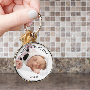 First Mothers Day Custom Year Baby Photo Key Ring