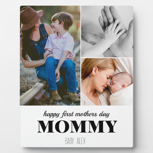 first mothers day cute 3photo collage plaque (Front)