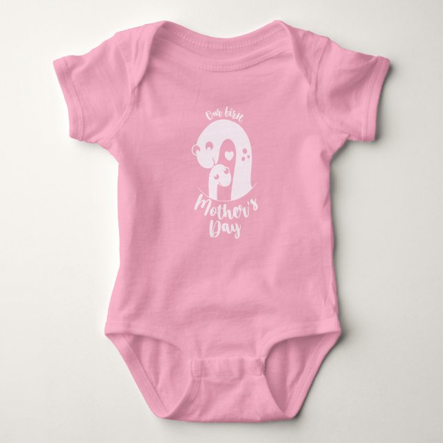 First Mother's Day Cute Dinosaur Baby & Mama girl  Bodysuit (Front)