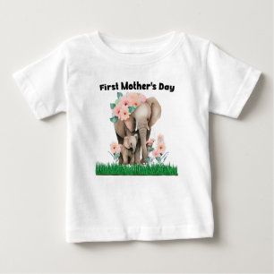 First Mother's Day cute elephant  Baby T-Shirt