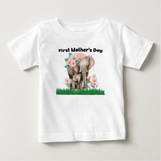 First Mother's Day cute elephant  Baby T-Shirt