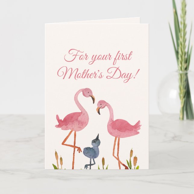 First Mother's Day Flamingo Card (Front)