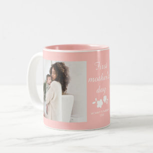 First Mother's Day Floral Mom & Child Design Two-Tone Coffee Mug