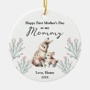 First Mother's Day From Child Wild Animal Rabbit Ceramic Ornament
