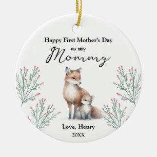 First Mother's Day From Child Woodland Animal Fox Ceramic Ornament