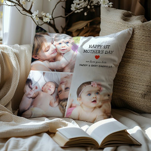 First Mother's Day Gift   Cute Photo Collage Cushion
