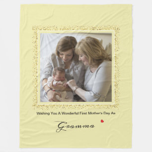 First Mother's Day Glitter Confetti Grandma Photo  Fleece Blanket