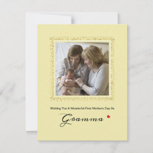 First Mother's Day Glitter Confetti Grandma Photo  Holiday Card
