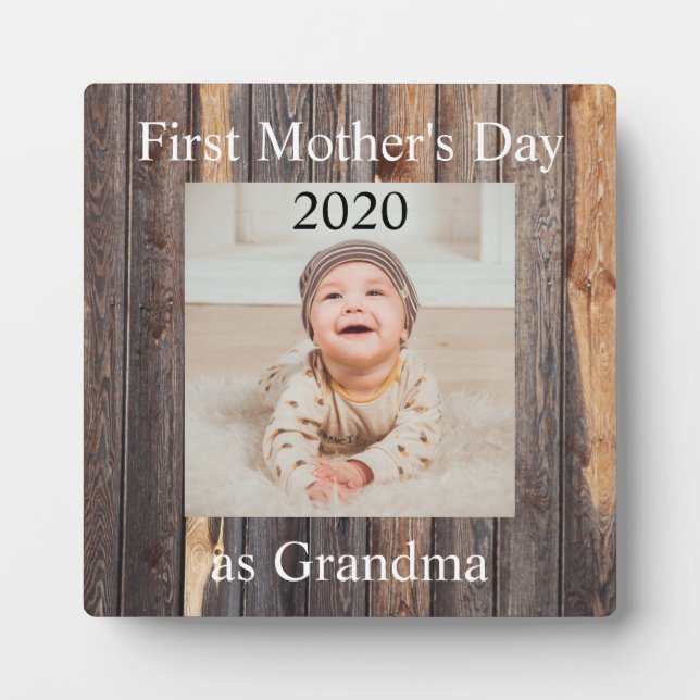 First  Mother's Day Grandma Custom Photo Plaque (Front)