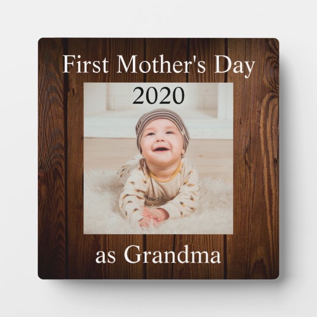 First  Mother's Day Grandma Custom Photo Plaque (Front)