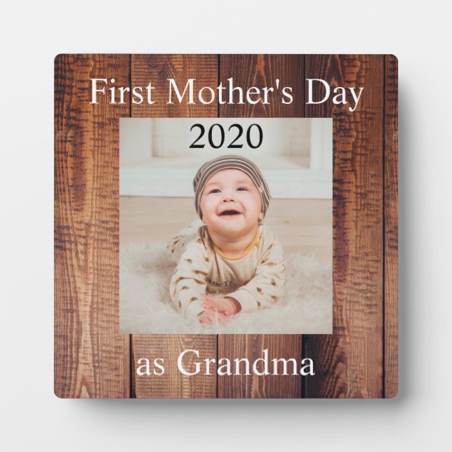 First  Mother's Day Grandma Custom Photo Plaque (Front)