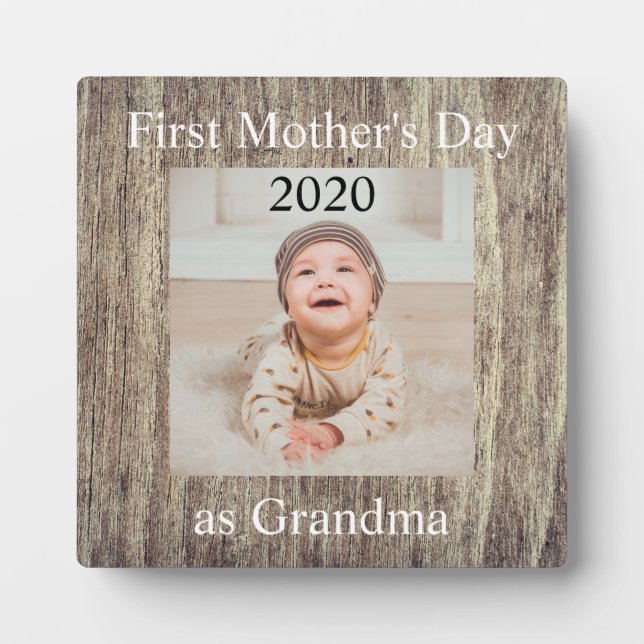 First  Mother's Day Grandma Custom Photo Plaque (Front)