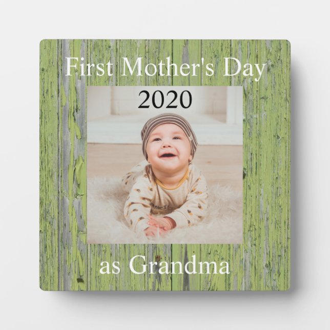 First  Mother's Day Grandma Custom Photo Plaque (Front)
