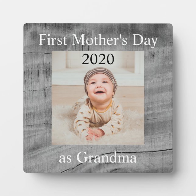 First  Mother's Day Grandma Custom Photo Plaque (Front)