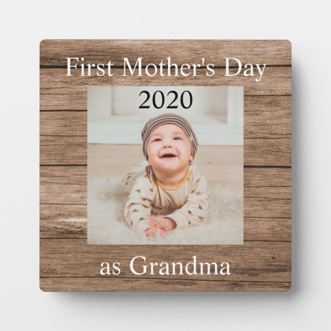 First  Mother's Day Grandma Custom Photo Plaque (Front)