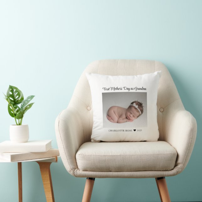 First Mothers Day New Grandma Baby Photo Cushion (Chair)