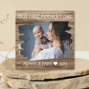 First Mothers Day New Mum Baby Photo Keepsake Wood Plaque