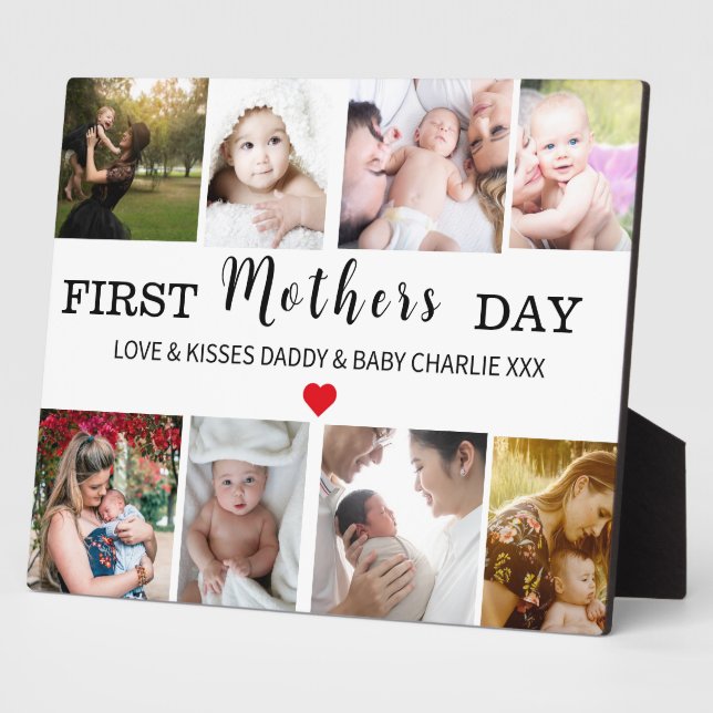 First Mother's Day Photo Collage Keepsake Plaque (Side)