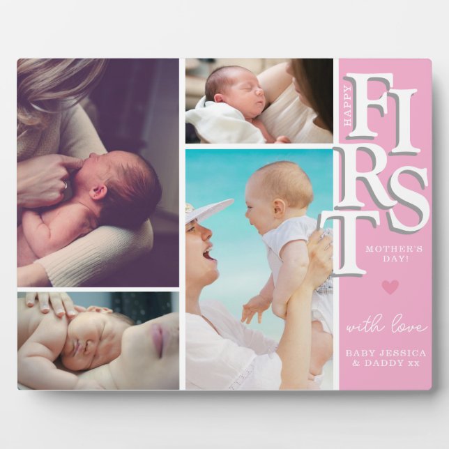 First Mother's Day Photo Collage Plaque  – Modern (Front)