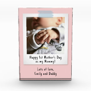 First Mother's Day Snapshot Style Photo Keepsake Block