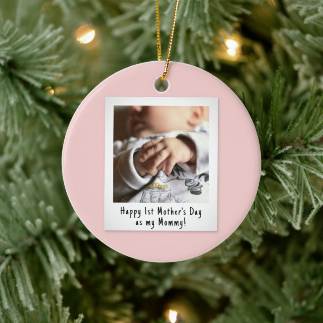 First Mother's Day Snapshot Style Photo Keepsake Ceramic Ornament (Tree)