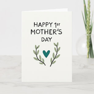 First Mothers Day Teal Heart Card