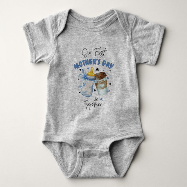 First Mothers Day Together / Blue Matching outfit Baby Bodysuit (Front)