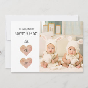 First Mothers Day Twins Photo Holiday Card