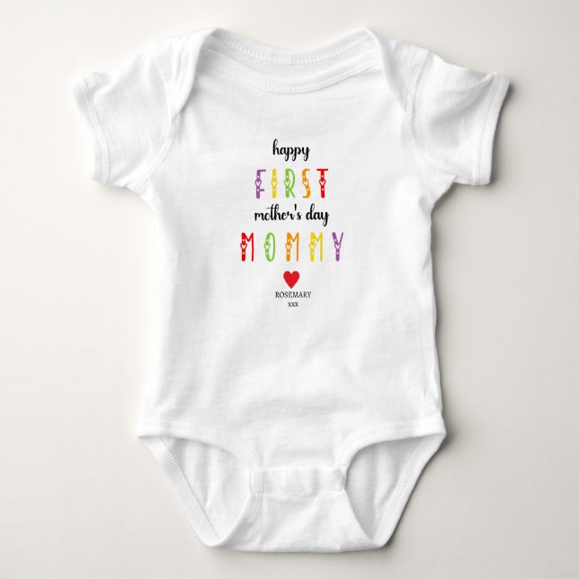  First Mother's Day with Personalised Baby suite  Baby Bodysuit (Front)