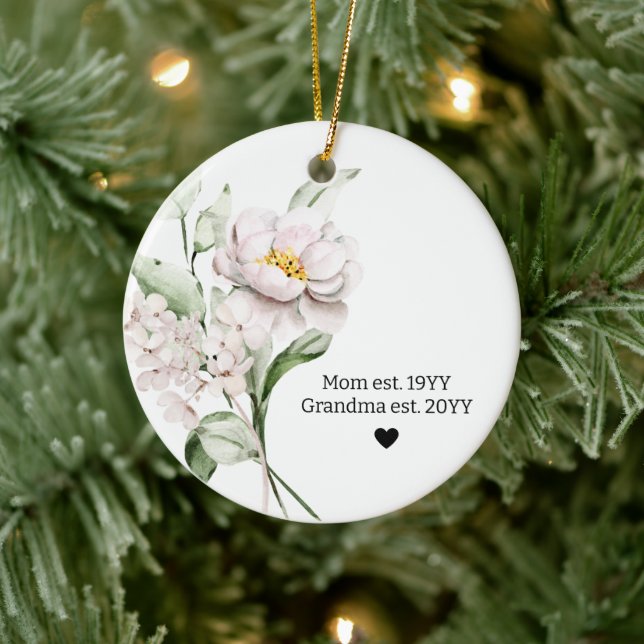 First Mum Established Grandma Christmas Tree Ceramic Ornament (Tree)