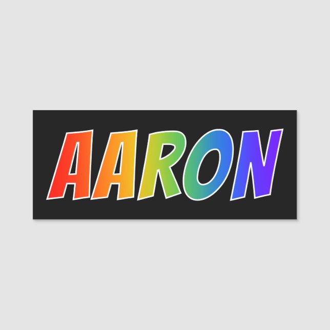 First Name "AARON": Fun Rainbow Colouring Tag (Front)