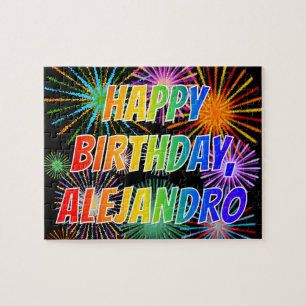 First Name "ALEJANDRO", Fun "HAPPY BIRTHDAY" Jigsaw Puzzle