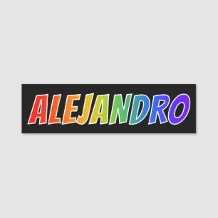 First Name "ALEJANDRO": Fun Rainbow Colouring Tag