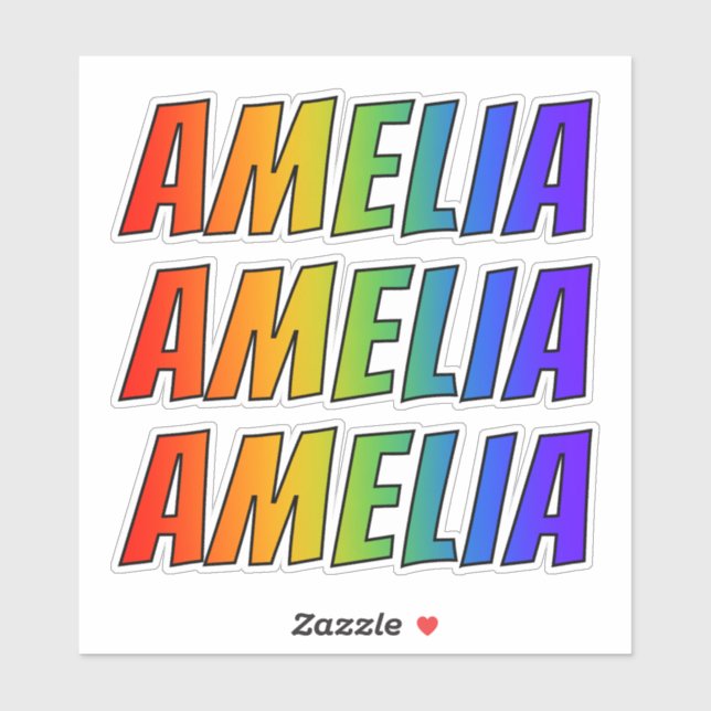 First Name "AMELIA" w/ Fun Rainbow Colouring (Sheet)