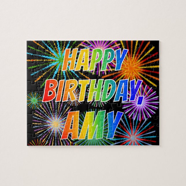 First Name "AMY", Fun "HAPPY BIRTHDAY" Jigsaw Puzzle (Horizontal)