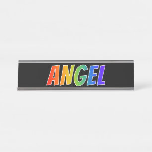 First Name "ANGEL": Fun Rainbow Colouring Desk Name Plate
